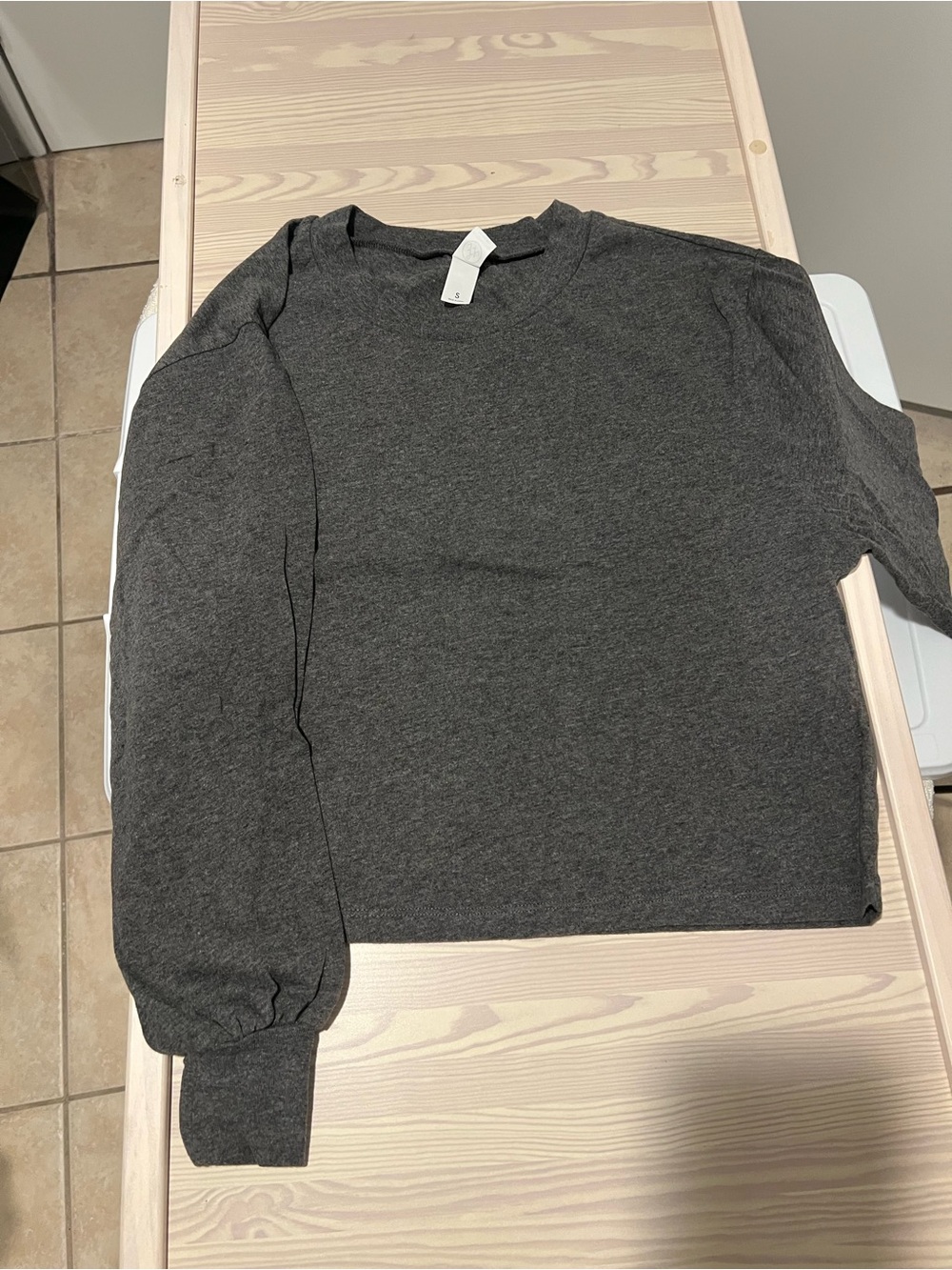 perfectwhitetee Charcoal Gray Long Sleeve Tee